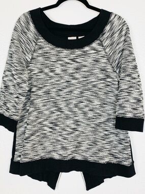 Chico's Zenergy Spacedye Top Womens 1 (US 8/10) Black White Zipper Back Casual